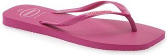 Havaianas Slim Square Logo Flip Flop in Rose Gum at Nordstrom, Size 11