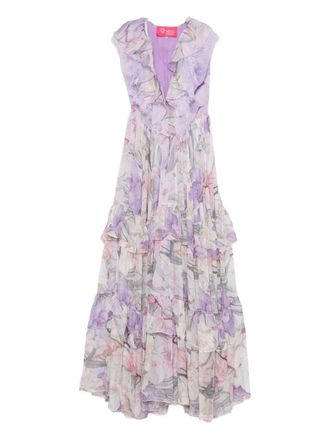 Miau by Clara Rotescu floral-print maxi dress - women - Fabric - 42 - Purple