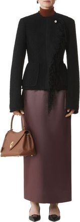 Lanvin Asymmetrical Jacket In Boucl&eacute; Wool in Black at Nordstrom, Size 36 Eu