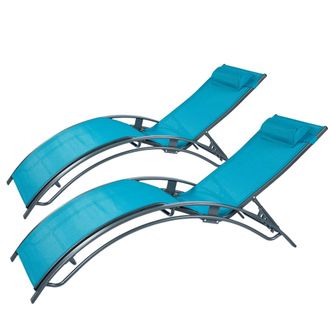 Concept Usine Juego de 2 tumbonas ajustables grises y azules