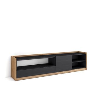 Skraut Home Mueble tv efecto madera negro y roble 208x37x50cm