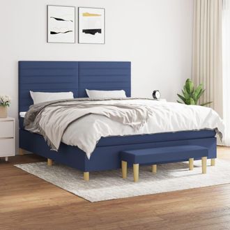 vidaXL Vidaxl - Cama Box Spring Con Colch&oacute;n Tela Azul 160x200 Cm