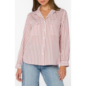 Velvet Heart Talma Roll Tab Sleeve Button-Up Shirt in Red Pepper Stripe at Nordstrom Rack, Size X-Small