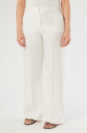 Marina Rinaldi Canapa Linen Wide Leg Pants in White at Nordstrom, Size 14W
