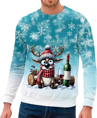 Generic Mens Long Sleeve Crew Neck Top Hooded Zip Fleece Jumper Solid Color Winter Sweatshirt Corduroy Henley Sweatshirts Regular Fit Autumn Thermal Lined Thi