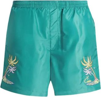 Casablanca Casa Embroidery Zwemshorts - Heren - Strandmode - Groen - XL - Polyester - Badmode