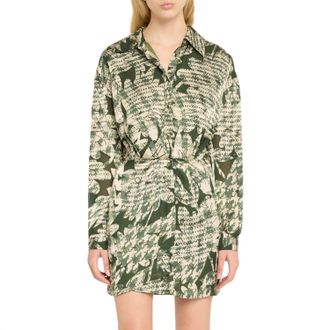 Ramy Brook Palmer Long Sleeve Mini Dress In Sage Burnout