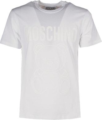 Moschino Teddy T-Shirt Upgrade- Wit- Tone Sur Tone - Heren - T-shirts - Wit - S - Katoen - Tops