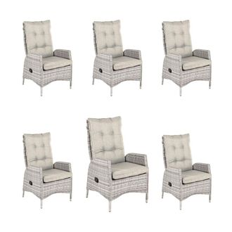 ED&Egrave;N JARD&Iacute; Pack 6 sillones para exterior aluminio resistente gris claro