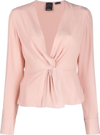 Pinko twist-detailing v-neck top - women - Acetate/Silk - 46