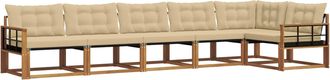 vidaXL Conjunto De Sof&aacute;s De Exterior 6 Uds. Natural Y Beige Vidaxl