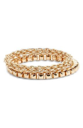Nordstrom Set of 2 Mixed Chain Bracelets in Gold at Nordstrom