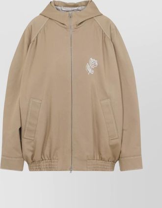 Marni hooded jacket with embroidered detail and elasticated hem