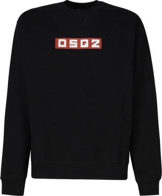 Dsquared2 Logo Patch Katoenen Sweatshirt - Heren - Sweatshirts - Zwart - M - Katoen - Hoodies & sweatvesten