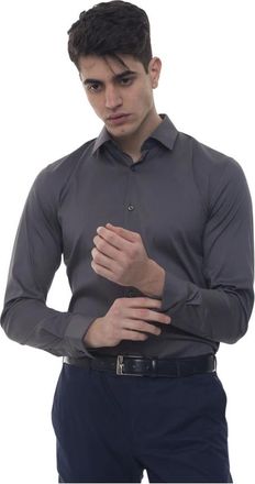 HUGO BOSS Herwing Kostuumhemd - Heren - Zakelijke Overhemden - Grijs - 4XS - Katoen - Overhemden