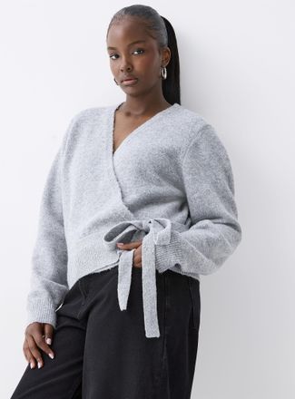 Twik Womens Fluffy knit crossover Cardigan Sweater