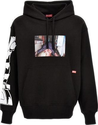 Diesel Black Printed Hood Sweatshirt