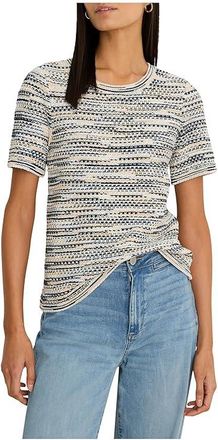 Nic+Zoe Petite Spacedye Tuck Stitch Sweater T-Shirts Womens Clothing Blue : PS, Cotton