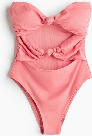 H&M Bandeau-Badeanzug mit wattierten Cups - Rosa