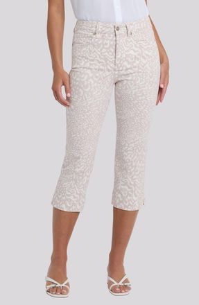 NYDJ Marilyn Split Cuff Crop Capri Jeans in Snow Leopard at Nordstrom, Size 10P