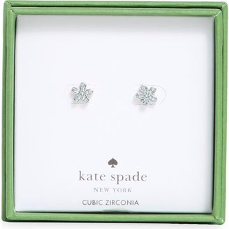 Kate Spade New York pav&eacute; cubic zirconia flower stud earrings in Blue /Silver at Nordstrom Rack