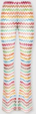 Missoni Flared Pants In Lam&eacute; Viscose With Micro Zigzag Pattern in White & Multicoloured at Nordstrom, Size 46