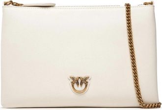 Pinko Classic Flat Love Bag Simply - Dames - Schoudertassen - Wit - ONE Size - Leer - Tassen