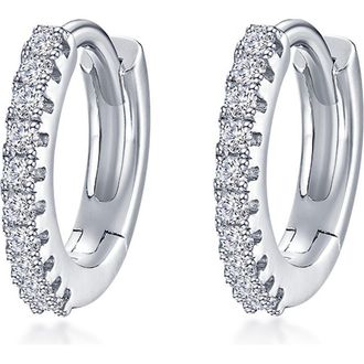 Lafonn Pav&eacute; Simulated Diamond Huggie Hoop Earrings in Silver at Nordstrom