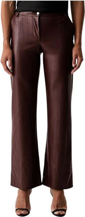 Patrizia Pepe Pinstripe-gestikte Wijde Broek - Dames - Wijde Broeken - Rood - M - Leer - Broeken