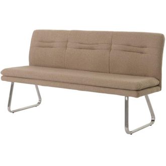 Hhg Non utilizzato] Panca imbottita soggiorno da interni sala da pranzo HHG 151 tessuto bouclè acciaio inox marrone caffè 180cm