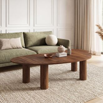 IDMarket Mesa De Centro Organique 100 Cm Madera Efecto Nogal