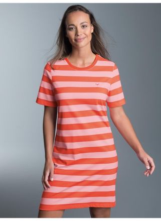 Trigema Jerseykleid TRIGEMA TRIGEMA Heavy Kleid mit Ringelmuster, Damen, Gr. XS, US-Gr&ouml;ssen, orange (peach), 100% Baumwolle, Basic, Kleider Jerseykleid