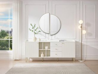 Vente-Unique Sideboard With 2 Doors, 3 Drawers & 4 Niches - White & Gold