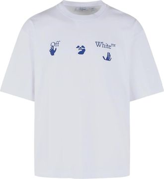 Off-white White Bacco Arrow Printed Crewneck Cotton Printed T-Shirt