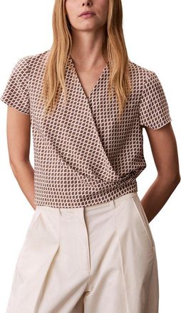 Calvin Klein Crepe Print Wrap Top