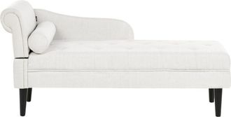 Beliani Chaise Longue De Tela Div&aacute;n De Estilo Moderno Patas De Madera Coj&iacute;n Incluido Blanco Crema Izquierdo Yvoire