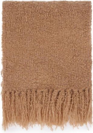 Halfboy Pluizige gebreide sjaal met franjes - Dames - Wintersjaals - Bruin - ONE Size - Accessoires