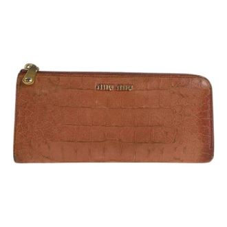Miu Miu Pre-owned Roze Leren Lange Portemonnee - Dames - Vintage Accessoires - Bruin - ONE Size - Leer - Vintage