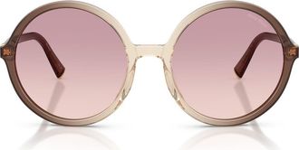 Miu Miu 59mm Gradient Round Sunglasses in Brown Gradient/Brown/Violet at Nordstrom