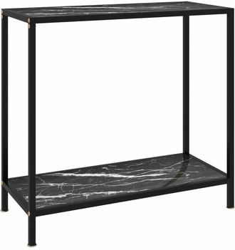 vidaXL Mesa de consola negro vidrio templado 80x35x75 cm Vidaxl