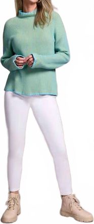 Tribal Two Tone Funnel Neck Sweater In Mist Blue