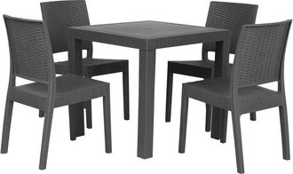 Beliani Beliani - Conjunto de comedor de jardín gris con mesa rectangular 4 plazas Fossano