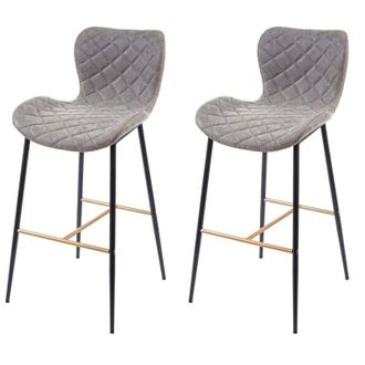 Hhg Coppia sgabelli con poggiapiedi HHG-956 acciaio ecopelle grigio