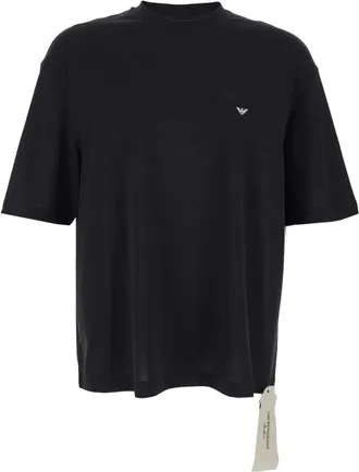 Emporio Armani Basic T-shirt met ronde hals van katoenen jersey - Heren - T-shirts - Zwart - S - Katoen - Tops