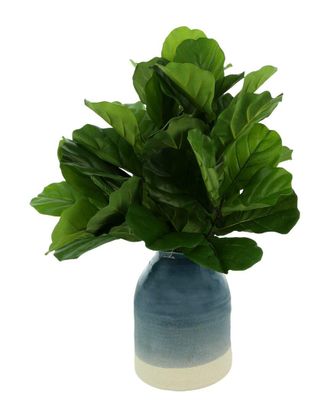 Creative Displays Inc. Fiddle Leaves In Blue & White Ceramic Jug