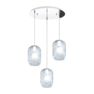 Top-Light Top-light - Sospensione Contemporanea Tender Metallo Cromo Vetro Blu 3 Luci E27