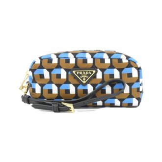 Prada Blue Brown White Tessuto Pouch (Pre-Owned)