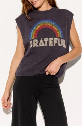 Spiritual Gangster Rainbow Heart Shore Sleeveless Knit Top in Vintage Black at Nordstrom, Size X-Large