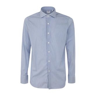 Caliban Gestreept overhemd - Heren - Casual Overhemden - Blauw - L - Katoen - Overhemden