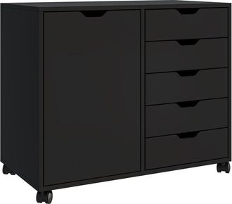 Relaxdays Relaxdays mobile roll cabinet, 5 drawers & 2 shelves, HWD: 65x78x40 cm, office storage, filing cabinet on wheels, white